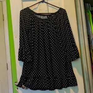 New Directions Blue and White Polkadot Blouse